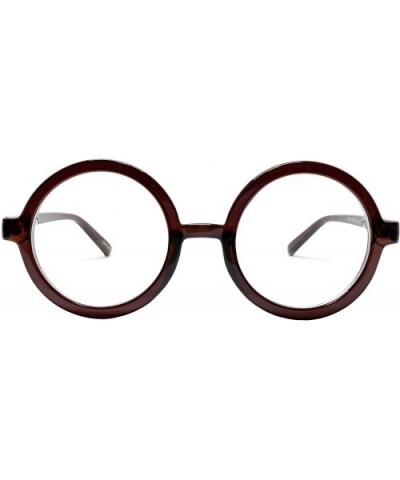 Classic Round Horn Rimmed Eye Glasses Clear Lens Oval Non Prescription Frame - Brown 20473 - C718XCAUQNT $9.13 Round