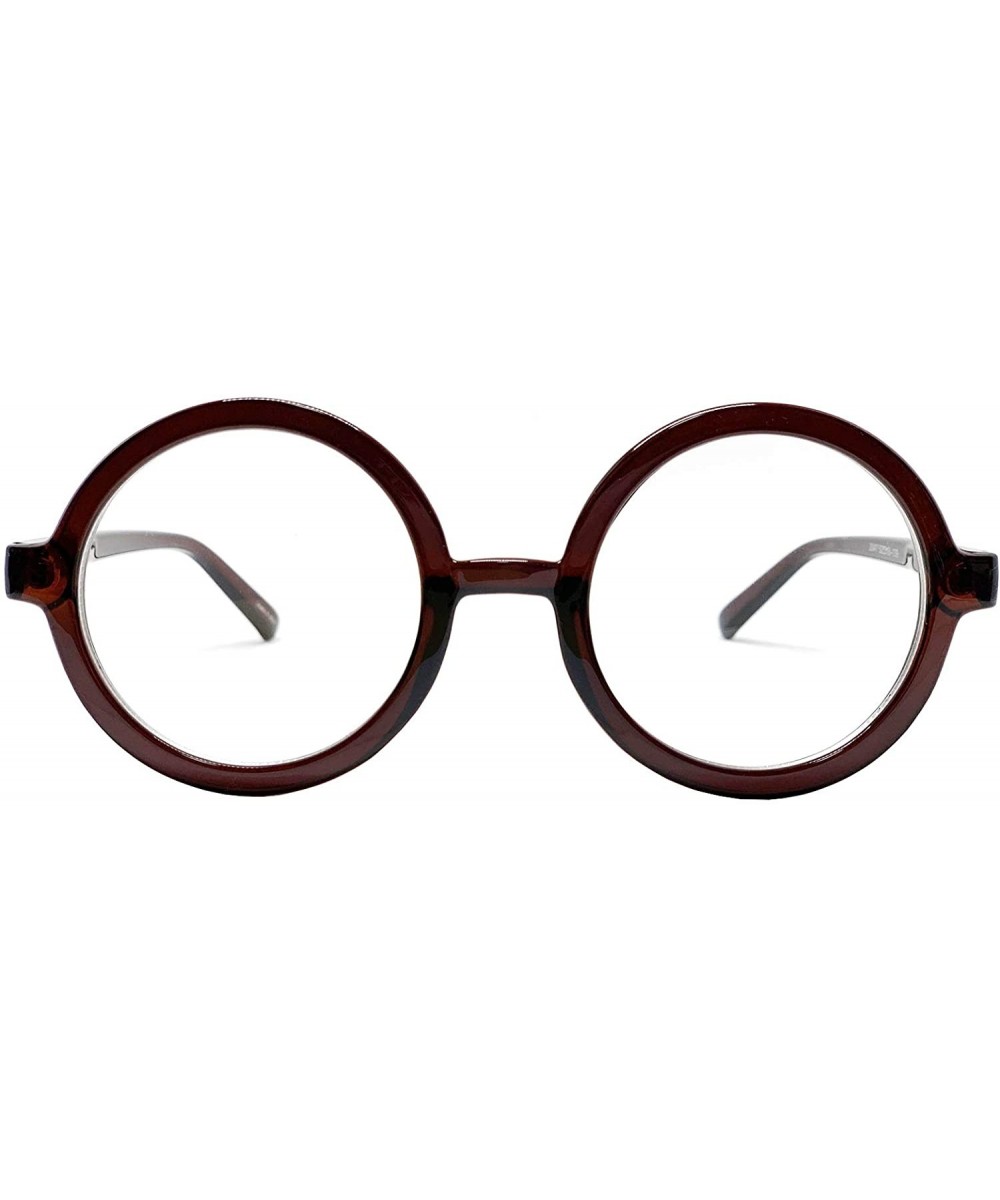 Classic Round Horn Rimmed Eye Glasses Clear Lens Oval Non Prescription Frame - Brown 20473 - C718XCAUQNT $9.13 Round