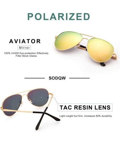 Aviator Sunglasses Women Polarized - Mirrored Lens UV Protection - Fashion Large Frame Eyeglasses - CZ18UTS90AX $16.31 Aviator