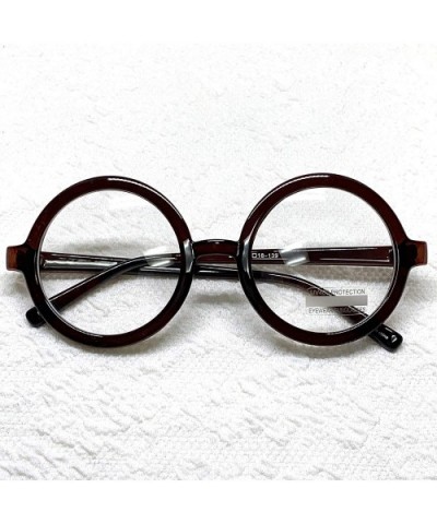 Classic Round Horn Rimmed Eye Glasses Clear Lens Oval Non Prescription Frame - Brown 20473 - C718XCAUQNT $9.13 Round