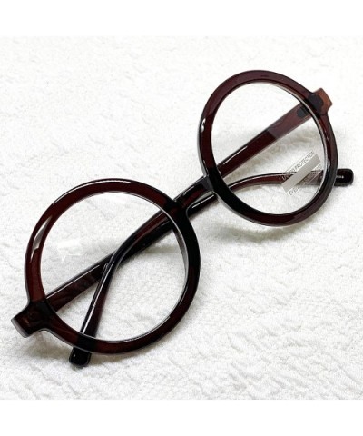 Classic Round Horn Rimmed Eye Glasses Clear Lens Oval Non Prescription Frame - Brown 20473 - C718XCAUQNT $9.13 Round