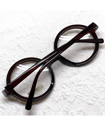 Classic Round Horn Rimmed Eye Glasses Clear Lens Oval Non Prescription Frame - Brown 20473 - C718XCAUQNT $9.13 Round