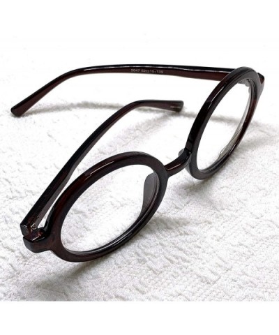 Classic Round Horn Rimmed Eye Glasses Clear Lens Oval Non Prescription Frame - Brown 20473 - C718XCAUQNT $9.13 Round