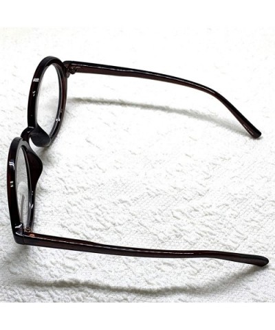 Classic Round Horn Rimmed Eye Glasses Clear Lens Oval Non Prescription Frame - Brown 20473 - C718XCAUQNT $9.13 Round