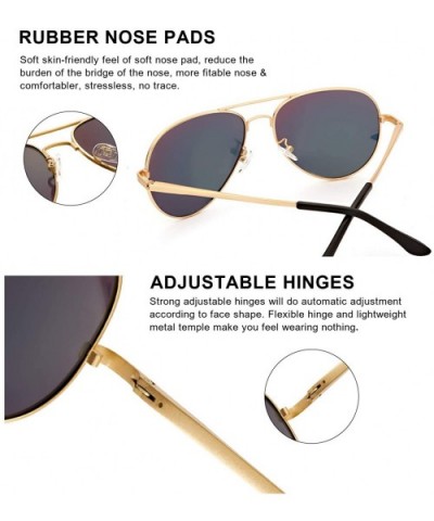 Aviator Sunglasses Women Polarized - Mirrored Lens UV Protection - Fashion Large Frame Eyeglasses - CZ18UTS90AX $16.31 Aviator