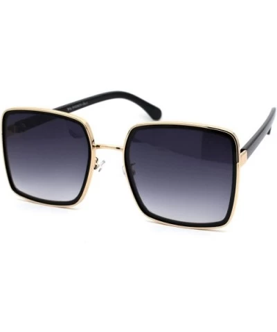 Womens Classic 90s Double Rim Squared Butterfly Sunglasses - Gold Black Smoke - CM18WT63698 $10.75 Butterfly