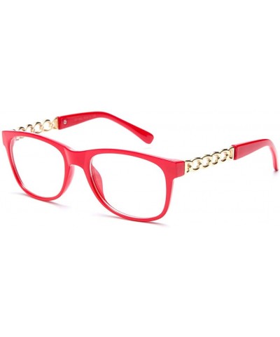 Unisex Clear Lens Temple Design Fashion Glasses - Red - CK11KQRUGSP $7.35 Square