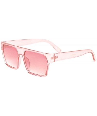 Flat Top Geometric Crystal Color Plastic Shield Sunglasses - Pink - C8197U7UQZM $13.14 Shield