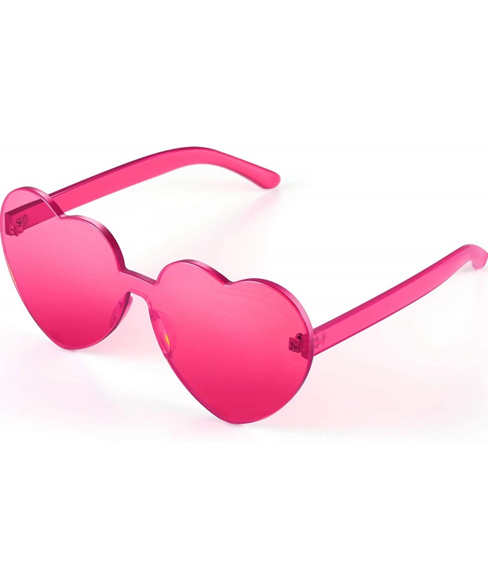 Heart Shape Sunglasses Party Sunglasses - Transparent Deep Pink - CU18RC2RWEC $7.16 Aviator