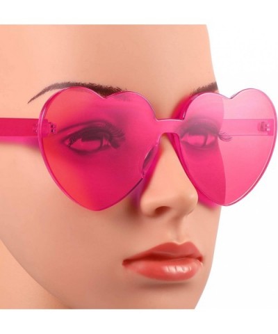 Heart Shape Sunglasses Party Sunglasses - Transparent Deep Pink - CU18RC2RWEC $7.16 Aviator