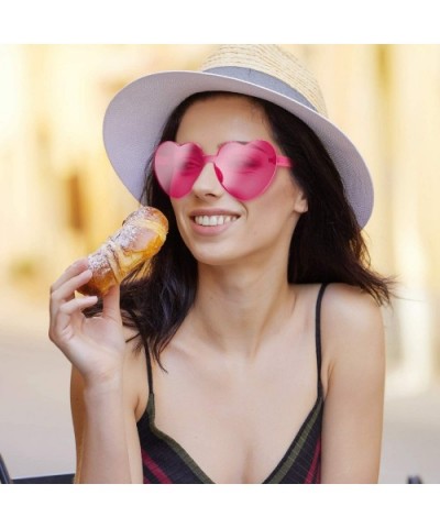 Heart Shape Sunglasses Party Sunglasses - Transparent Deep Pink - CU18RC2RWEC $7.16 Aviator