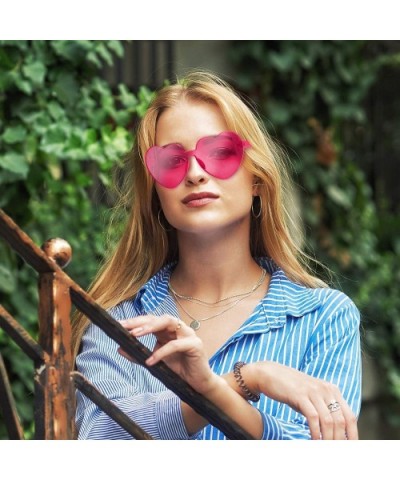 Heart Shape Sunglasses Party Sunglasses - Transparent Deep Pink - CU18RC2RWEC $7.16 Aviator