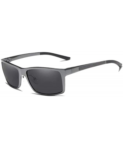 Genuine adjustable sunglasses rectangular men polarized UV400 Ultra light Al-Mg - Gun/Gray - C718QLKY8UC $24.75 Rectangular