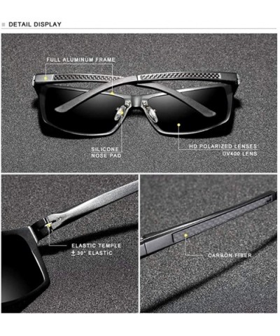 Genuine adjustable sunglasses rectangular men polarized UV400 Ultra light Al-Mg - Gun/Gray - C718QLKY8UC $24.75 Rectangular