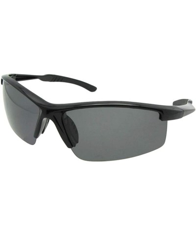 1.0mm Thick Polarized Lens Wrap Around Sunglasses PSR52 - Black Frame Gray Lenses - CI18LZ3CLT6 $14.55 Sport