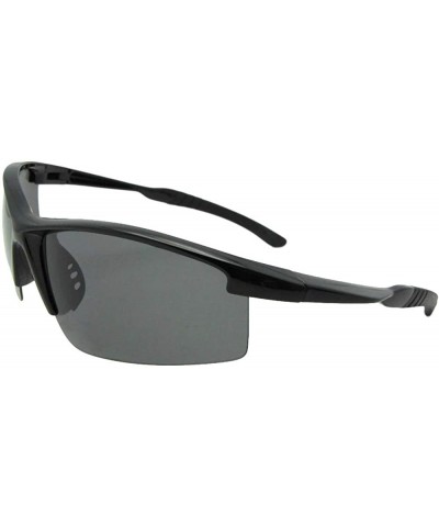 1.0mm Thick Polarized Lens Wrap Around Sunglasses PSR52 - Black Frame Gray Lenses - CI18LZ3CLT6 $14.55 Sport