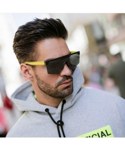 personality big box unisex trend conjoined outdoor riding sunglasses UV400 - Yellow - C118Z45ZD6L $11.61 Oversized