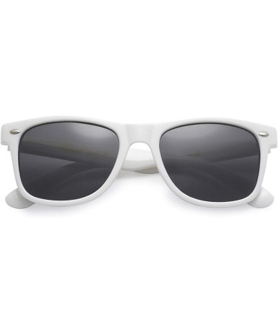 Polarized 80's Retro Classic Trendy Stylish Sunglasses for Men Women - Gloss White - Smoke - CA12BIC0UW3 $12.92 Aviator