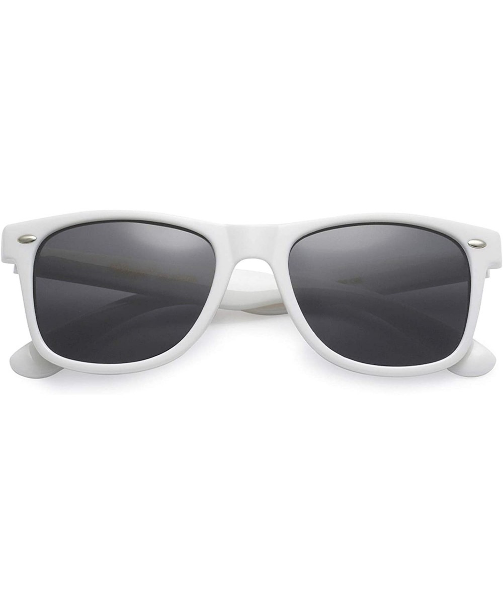 Polarized 80's Retro Classic Trendy Stylish Sunglasses for Men Women - Gloss White - Smoke - CA12BIC0UW3 $12.92 Aviator