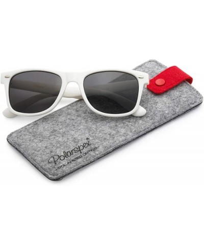 Polarized 80's Retro Classic Trendy Stylish Sunglasses for Men Women - Gloss White - Smoke - CA12BIC0UW3 $12.92 Aviator