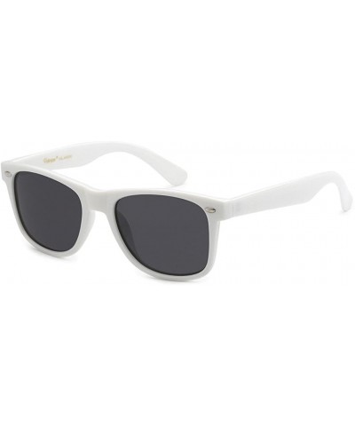 Polarized 80's Retro Classic Trendy Stylish Sunglasses for Men Women - Gloss White - Smoke - CA12BIC0UW3 $12.92 Aviator