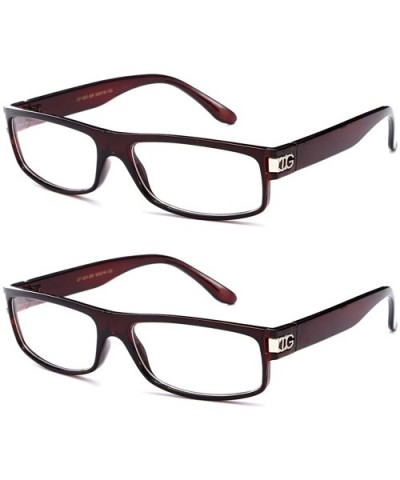 Thick Frame Nerd Cosplay Plastic Fashion Glasses - 2 Pack Brown - CC17YZ3AUDM $7.61 Wayfarer