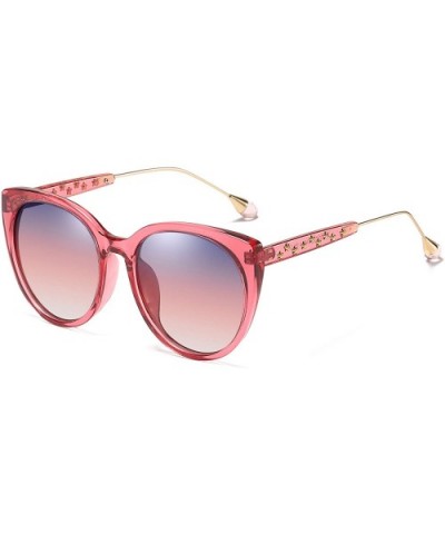 Cat Eye Polarized Vintage Sunglasses Women Stars Frame Design Oversized B2457 - Pink - CQ18KN5W5XQ $11.53 Oversized