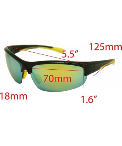 Double Injection Sunglasses SPORTS - Shiny Black Yellow / Yellow Mirror - CJ12HTQ11K7 $16.72 Rectangular