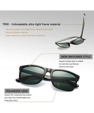 Unisex Polarized Sunglasses Classic Retro Sun Glasses- Unbreakable TR90 Frame - Black/G15 - C418L5S6MWH $13.50 Wayfarer