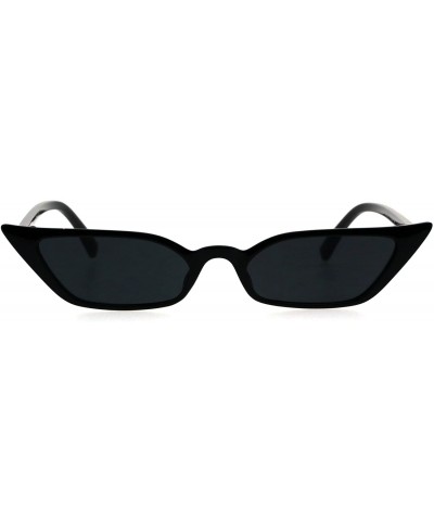 Womens Retro Vintage Style Narrow Cat Eye Goth Plastic Sunglasses - Black - CF18EYC4ER6 $7.07 Square