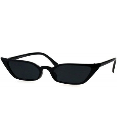 Womens Retro Vintage Style Narrow Cat Eye Goth Plastic Sunglasses - Black - CF18EYC4ER6 $7.07 Square