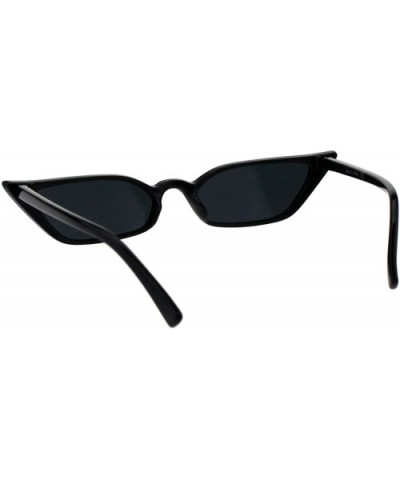 Womens Retro Vintage Style Narrow Cat Eye Goth Plastic Sunglasses - Black - CF18EYC4ER6 $7.07 Square