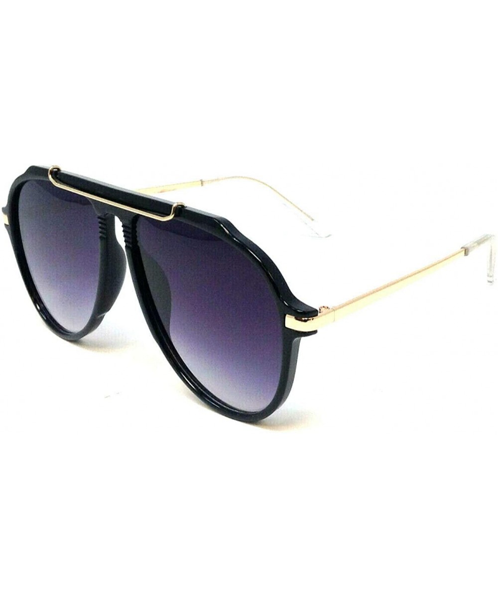 Luxury Classic Retro Turbo Sport Pilot Aviator Sunglasses - Gold- Black & Transparent - CB18ZN5K4CS $9.00 Sport