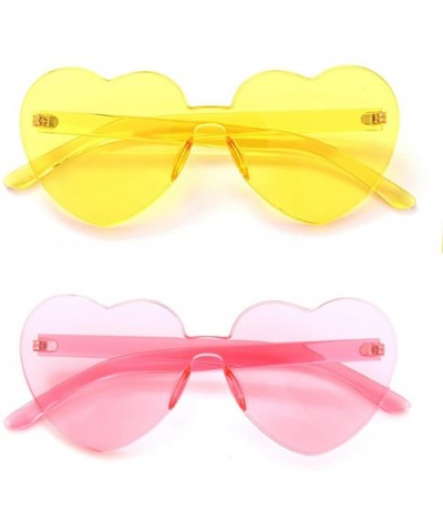 Heart Oversized Rimless Sunglasses One Piece Heart Shape Eyewear Colored Sunglasses for Women - Yellow+pink - CE18O2DHINX $7....