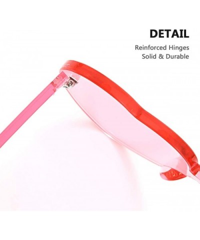 Heart Oversized Rimless Sunglasses One Piece Heart Shape Eyewear Colored Sunglasses for Women - Yellow+pink - CE18O2DHINX $7....