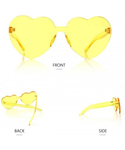 Heart Oversized Rimless Sunglasses One Piece Heart Shape Eyewear Colored Sunglasses for Women - Yellow+pink - CE18O2DHINX $7....