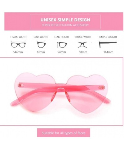 Heart Oversized Rimless Sunglasses One Piece Heart Shape Eyewear Colored Sunglasses for Women - Yellow+pink - CE18O2DHINX $7....