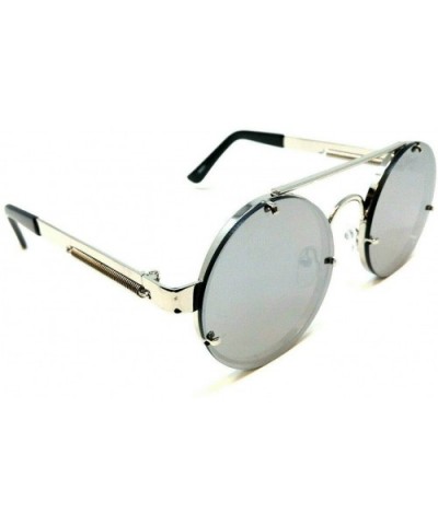 Elegant Round Circle Floating Lenses Luxury Steampunk Sunglasses - Silver Metallic Black Frame - CI18WDWI0XI $10.09 Round