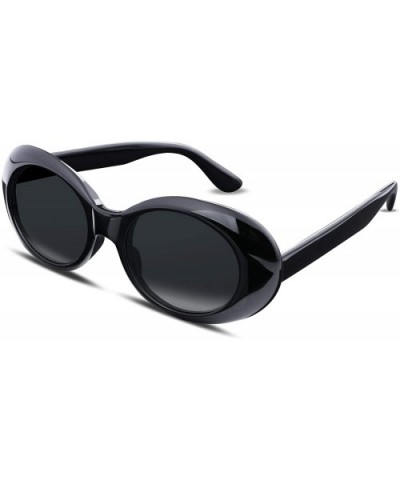 Clout Goggles Kurt Cobain Sunglasses Retro Oval Women Sunglasses B2253 - Black - CD185I8X066 $5.91 Oversized