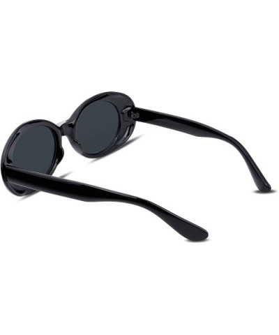 Clout Goggles Kurt Cobain Sunglasses Retro Oval Women Sunglasses B2253 - Black - CD185I8X066 $5.91 Oversized