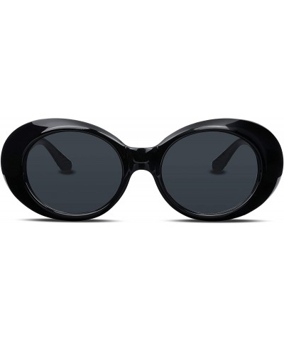 Clout Goggles Kurt Cobain Sunglasses Retro Oval Women Sunglasses B2253 - Black - CD185I8X066 $5.91 Oversized