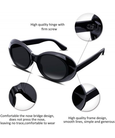 Clout Goggles Kurt Cobain Sunglasses Retro Oval Women Sunglasses B2253 - Black - CD185I8X066 $5.91 Oversized