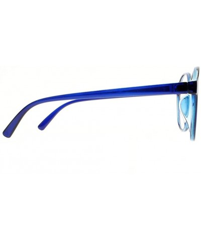 Women Stylish Big Flower Oval Frame Reading Glasses Comfortable Rx Magnification - Blue - CG1860WS9E2 $7.44 Oval