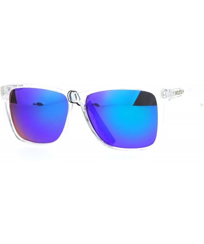 KUSH Sunglasses Clear Frame Classic Square Design Mirror Lens - Clear (Teal Mirror) - CR187544YSZ $6.93 Square