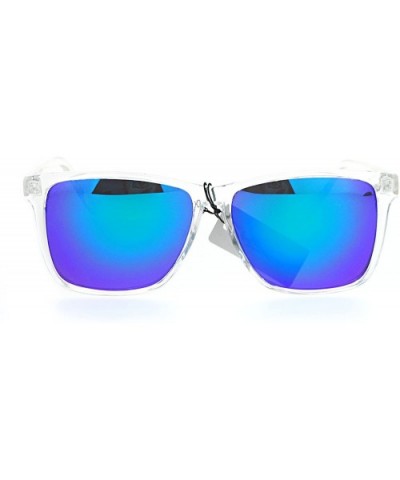 KUSH Sunglasses Clear Frame Classic Square Design Mirror Lens - Clear (Teal Mirror) - CR187544YSZ $6.93 Square