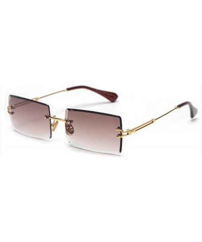 Fashion RimlSunglasses Women Accessories Rectangle Sun Glasses Green Black Brown Square Eyewear - Gold With Brown - CB19854E9...