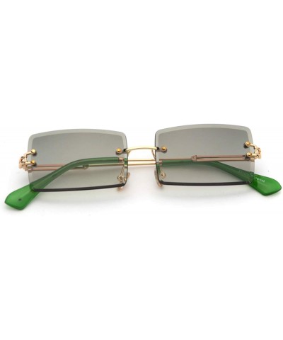 Fashion RimlSunglasses Women Accessories Rectangle Sun Glasses Green Black Brown Square Eyewear - Gold With Brown - CB19854E9...