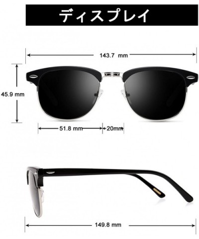 Sunglasses for Men Women - Retro Semi Rimless Polarized Sun Glasses WP1006 - Matt Black - C218GNSC5XQ $8.48 Semi-rimless