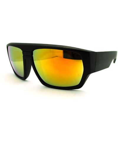 Futuristic Rectangular Oversized Warp Sports Sunglasses - Black Yellow - CU11G5J2S7P $7.97 Sport