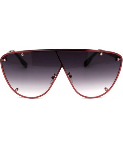 Womens Metal Rim Flat Top Mobster Shield Diva Sunglasses - Gold Smoke - CD18Y62T3RU $8.97 Shield